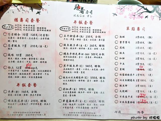 【台中 沙鹿】忍者壽司🍣🍤🍥海線巷弄美食，位在彩繪街旁，平價、好吃，尤其炙燒忍者鮭魚壽司，深得我心💓吃多完全不心痛，根本CP爆表，三五好友到這小聚也非常棒👍👍👍