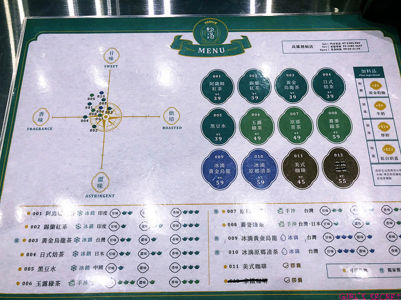 高雄奶茶2018新寵 ｜極渴 菜單