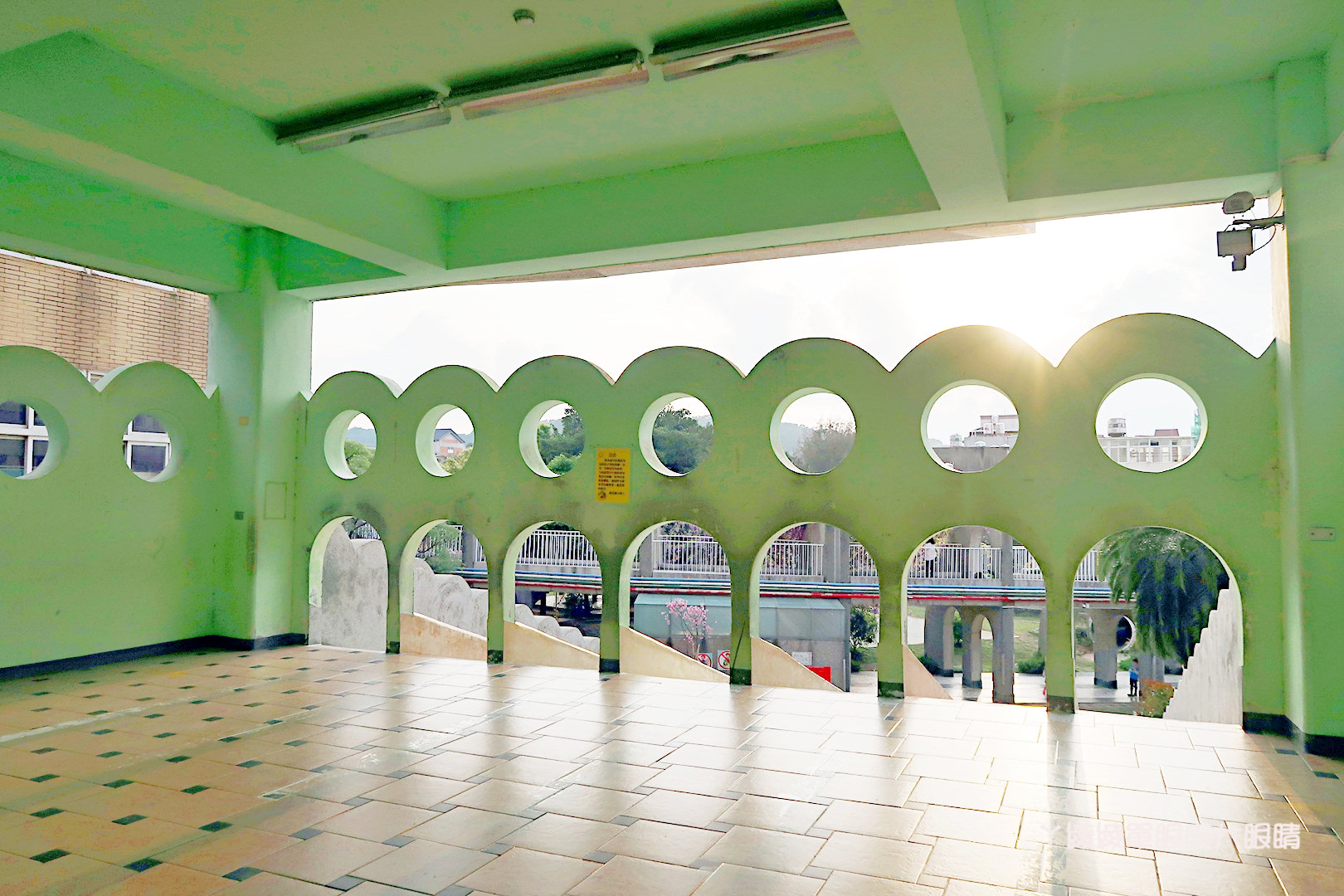 新竹免費旅遊景點推薦！陽光國小紫藤花開了！兩層樓高的彩虹溜滑梯