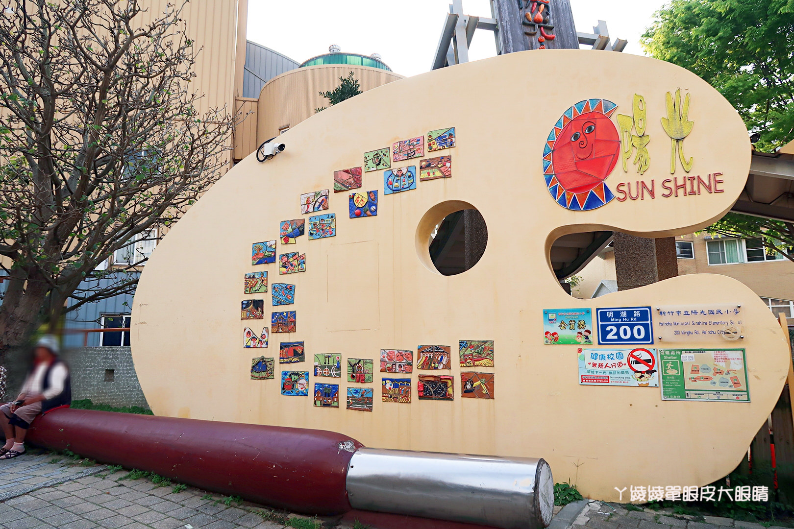 新竹免費旅遊景點推薦！陽光國小紫藤花開了！兩層樓高的彩虹溜滑梯