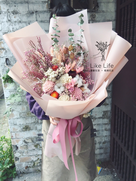 巨大花束,巨大乾燥花束台北巨型乾燥花束.粉色巨大花束