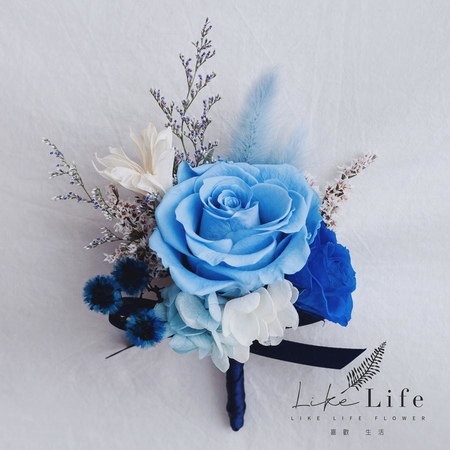 新郎乾燥花胸花藍色,主婚人胸花,新郎胸花.jpg