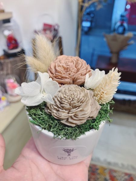 台北質感花店推薦,裸色系乾燥花盆栽.JPG