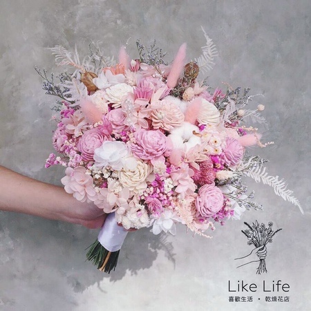 新娘捧花粉色系,乾燥花捧花.jpg