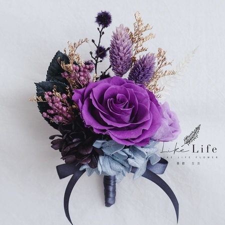 永生花胸花紫色主婚人胸花,新郎胸花.jpg