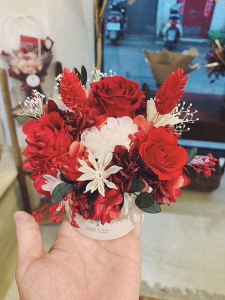 台北質感花店推薦,紅色永生花盆栽,永生花質感盆栽.JPG