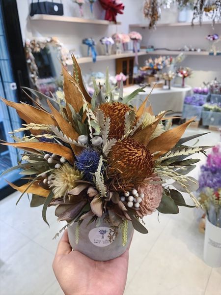 台北質感花店推薦,乾燥花大地色盆栽.JPG