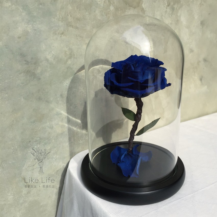 永生花藍玫瑰玻璃花盅,喜歡生活永生花店