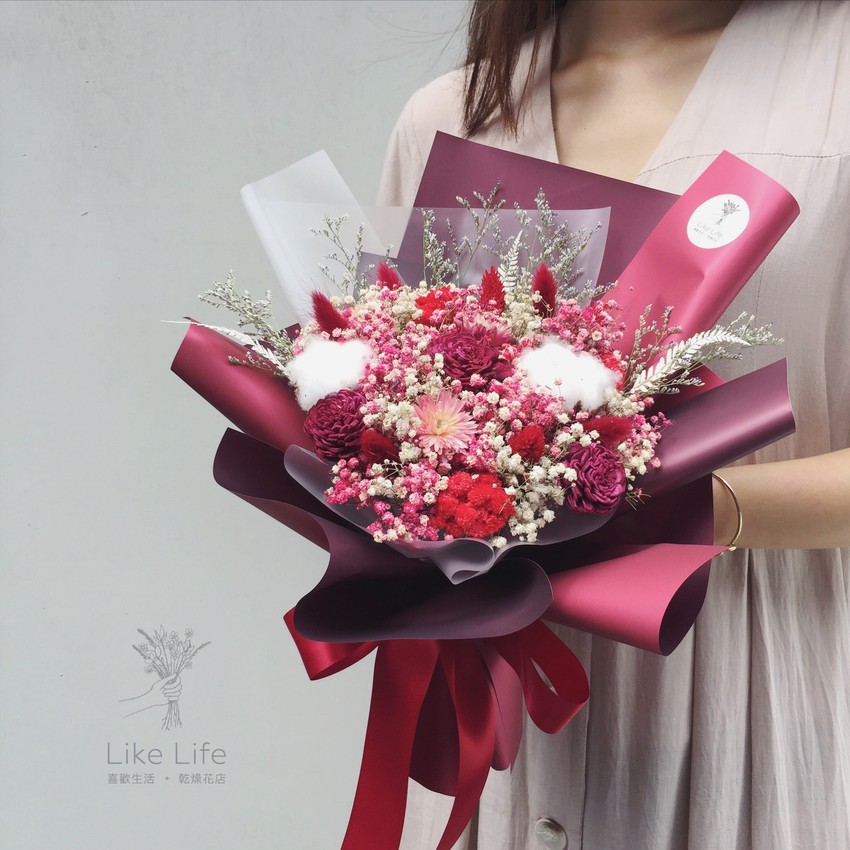 乾燥花束台北,喜歡生活紅色乾燥花束