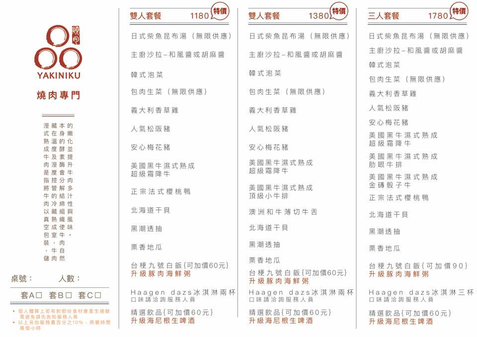 新莊品燒肉菜單