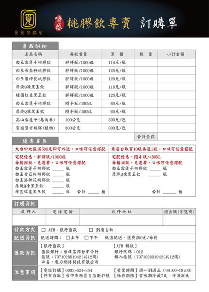 覓覓食務所訂購單20200131