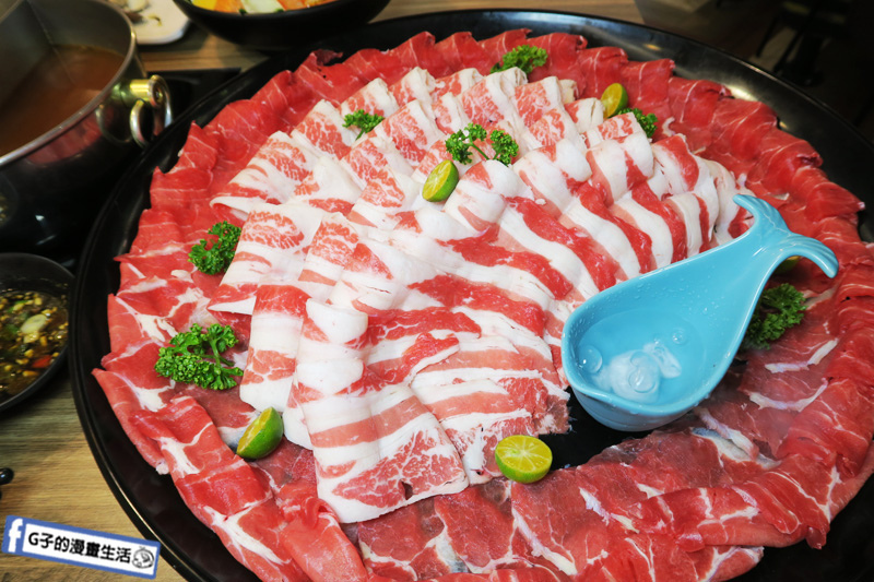 中和瀧厚鍋物.火鍋.50盎司.大胃王雙人套餐.美國安格斯霜降雪花牛.澳洲草飼低脂板腱牛