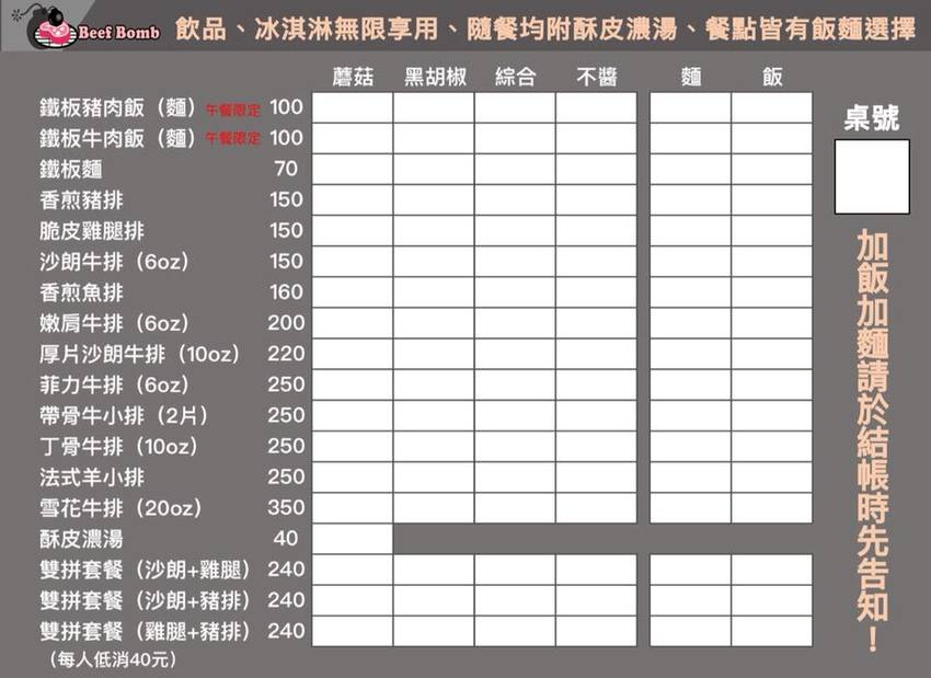 《新竹光華迷宮內的平價牛排》Beef Bomb 牛排(BB牛排)。厚片沙朗牛排雪花牛排。附酥皮濃湯。飲料冰淇淋無限享用。免費加飯加麵︱(影片)