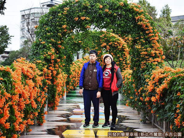 永吉公園19-炮仗花拱門下留影.JPG