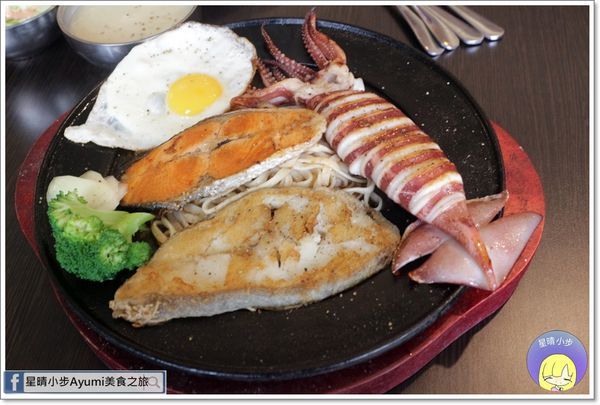 午食5分鐵板牛排麻豆店：[台南麻豆牛排推薦]午食5分鐵板牛排/好多魚/搭波菲力/珍珠奶茶喝到飽/網美拍照IG熱門打卡點/加麵加飯免費