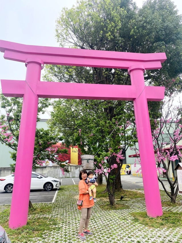 【桃園景點】全台唯一粉紅色大鳥居 蛋寶生技不老村 不用出國就能摸到長壽尊 日式浴衣體驗 免費停車場門票可以抵消費 親子寵物友善觀光工廠 (帶著寶寶去旅行1y3m)