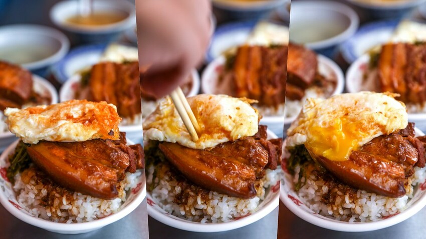 藏在市場好隱密，在地人才知道這攤啊！爌肉飯＋半熟蛋好美味