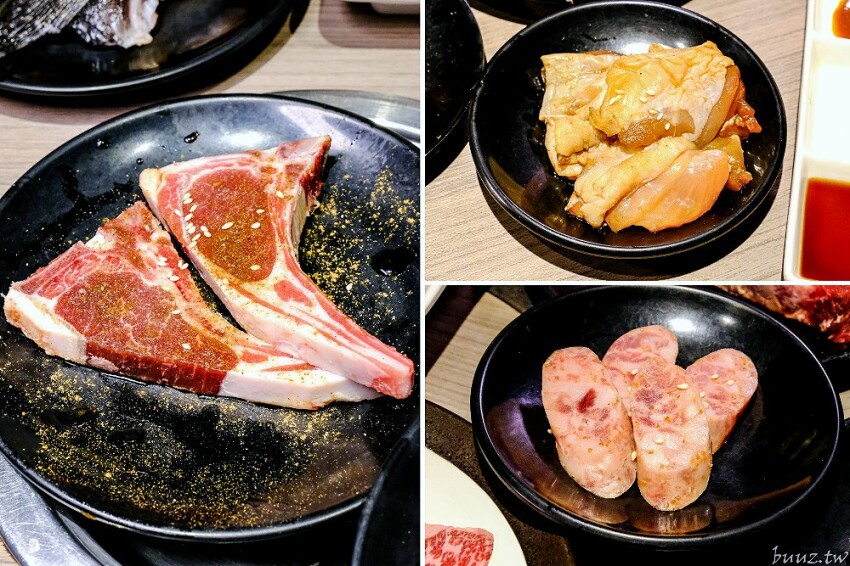 炭火燒肉上百種食材吃到飽,羊角炭火燒肉猛點和牛、牛舌、紅蝦就夠本,生魚片、牡蠣也隨你吃!