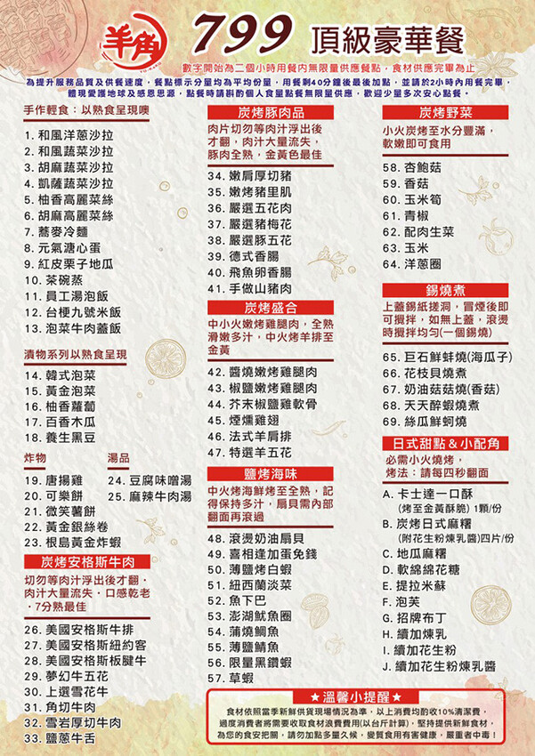 伊比利豬排、和牛、現撈泰國蝦，羊角炭火燒肉吃到飽，百種食材加冰淇淋通通吃到飽！