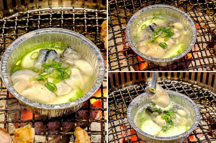 炭火燒肉上百種食材吃到飽,羊角炭火燒肉猛點和牛、牛舌、紅蝦就夠本,生魚片、牡蠣也隨你吃!