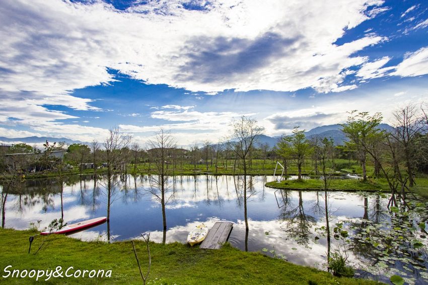 【住宿.宜蘭】宜蘭員山包棟民宿/十六崁民宿~佔地寬廣、生態豐富,划船、餵魚、烤肉,還有落羽松小徑