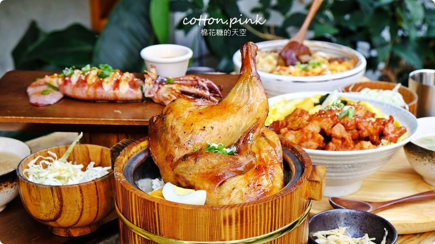 模範街浮誇系丼飯-半隻烤雞直接上桌不囉嗦，沐丼餐點大升級～小菜、生菜、飲料吃到飽！