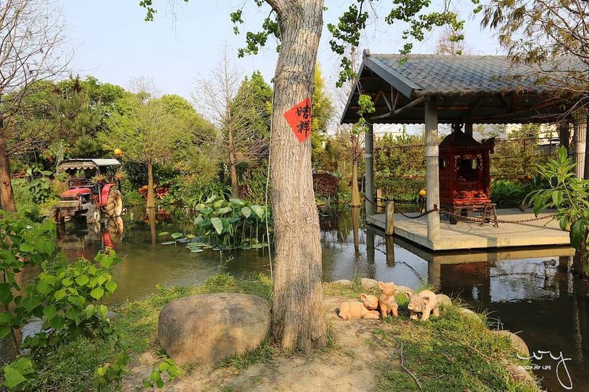 台中南屯隱藏版田園餐廳『田寮農莊』,池塘落羽松造景與總鋪師古早味農家菜,適合親子郊遊的好去處!