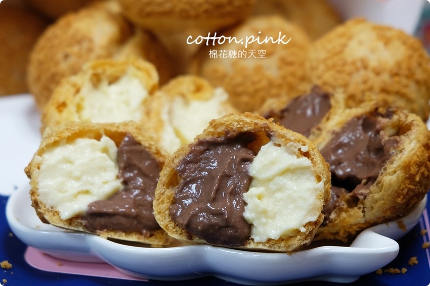 逢甲夜市最便宜的泡芙在這裡!童話泡芙母親節蛋糕優惠中、最新雙餡泡芙一樣爆漿耶!