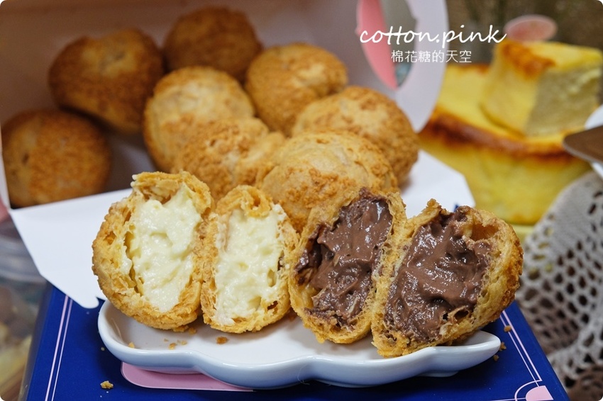 逢甲夜市最便宜的泡芙在這裡!童話泡芙母親節蛋糕優惠中、最新雙餡泡芙一樣爆漿耶!