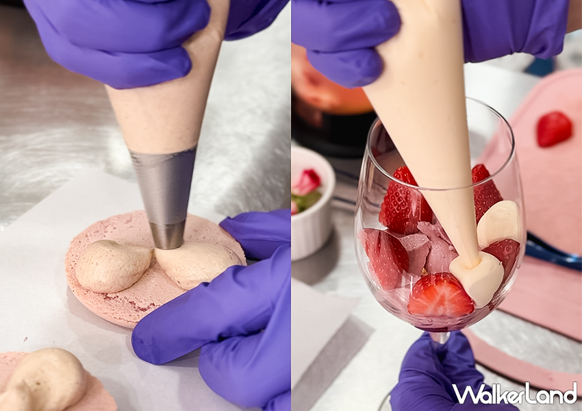 ▲▼ 台北咖啡廳「添糖法式甜點 Le Ciel」推薦菜單：粉紅泡泡草莓水蜜桃芭菲 $720/ WalkerLand窩客島 蕭芷琳 拍攝