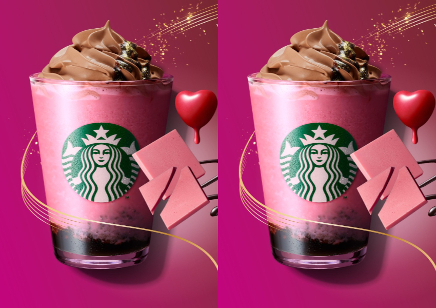 ▲日本星巴克情人節「紅寶石巧克力星冰樂」外帶價格為736日圓，內用價格為750日圓 / スターバックス提供、WalkerLand窩客島整理