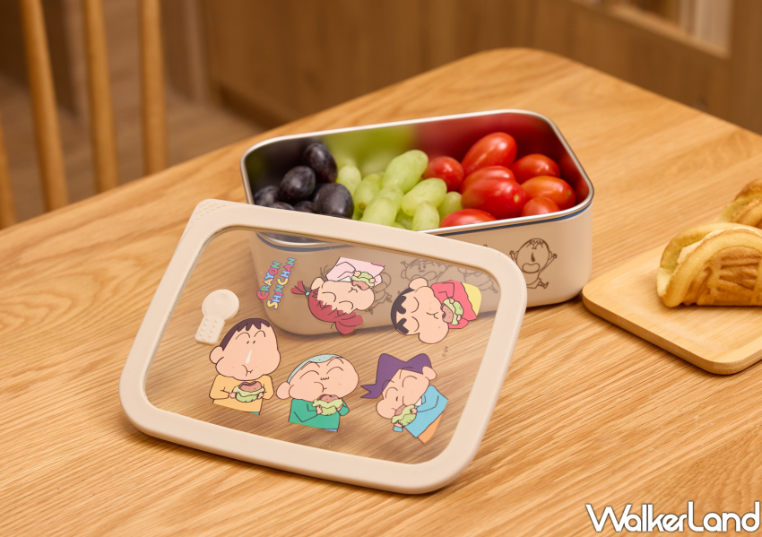 ▲可微波的不鏽鋼餐盒印上蠟筆小新5個經典角色 / 康是美 提供、WalkerLand窩客島整理
