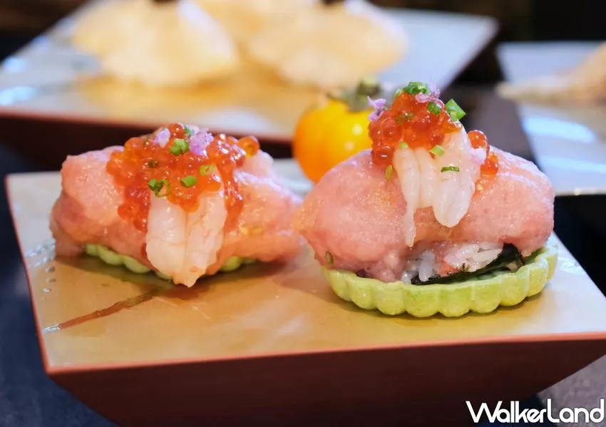 ▲欣葉NAGOMI雅信義店必吃最中壽司 / WalkerLand窩客島 鄭雅之 拍攝