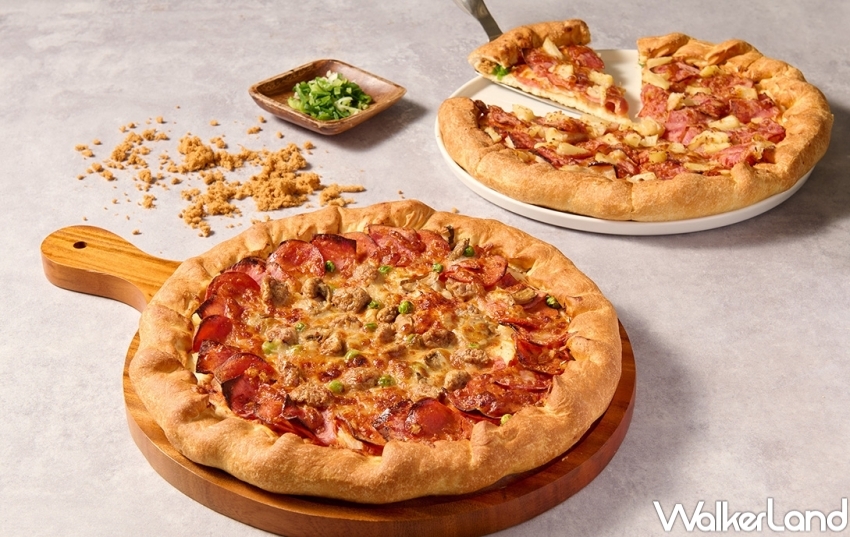 ▲拿坡里新品蔥花肉鬆餅皮,吃得到台灣在地蔥花和新東陽肉鬆在披薩邊邊裡 / 拿坡里提供、WalkerLand窩客島整理