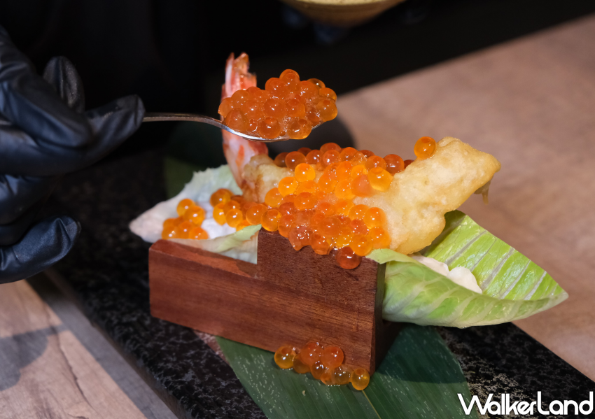 ▲套餐猶如在吃日式套餐般，其中鮭魚卵天婦羅手捲最推薦 / WalkerLand窩客島 鄭雅之 拍攝