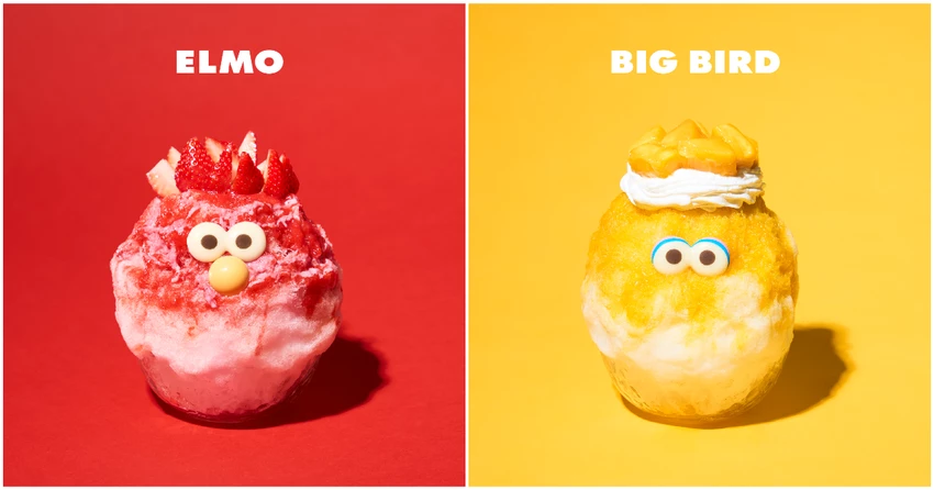 ▲Elom刨冰鋪滿夏季草莓，滋味酸甜。大鳥刨冰採用芒果優格製成充滿熱帶水果風味。