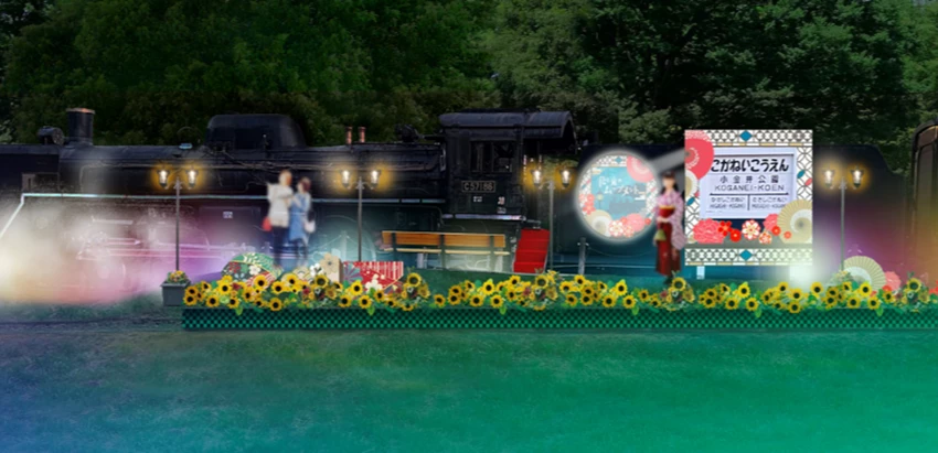 ▲景致搭配夜色燈光裝點出彷彿搭乘時光機回到了昭和年代。