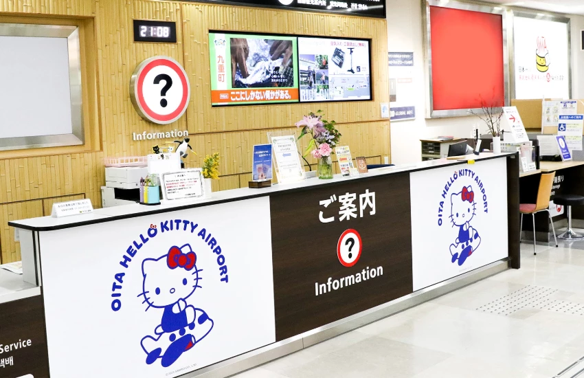 大分機場變身Hello Kitty機場，日本首座三麗鷗角色機場誕生，整座機場變樂園級打卡聖地。