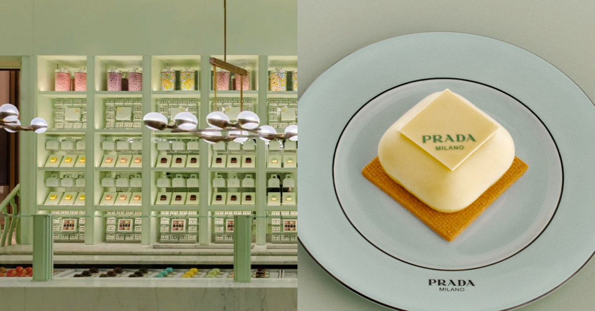 Prada也開咖啡廳了？超美Prada Caffè登場倫敦百貨，莫蘭迪綠色調+樓中樓空間打造愜意氛圍