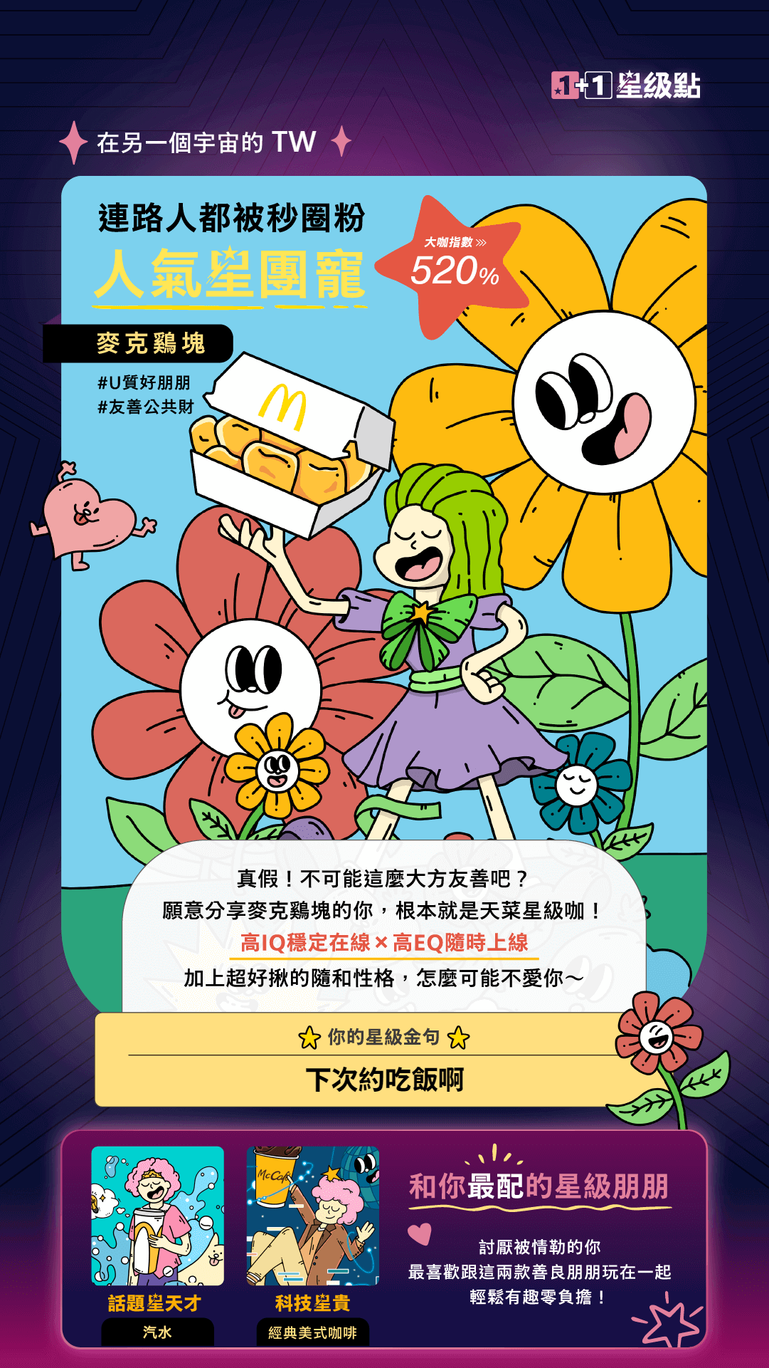 你是冰炫風還是麥克雞塊？麥當勞推「你是哪種星級咖」心理測驗，還為你推薦最速配的1+1組合！